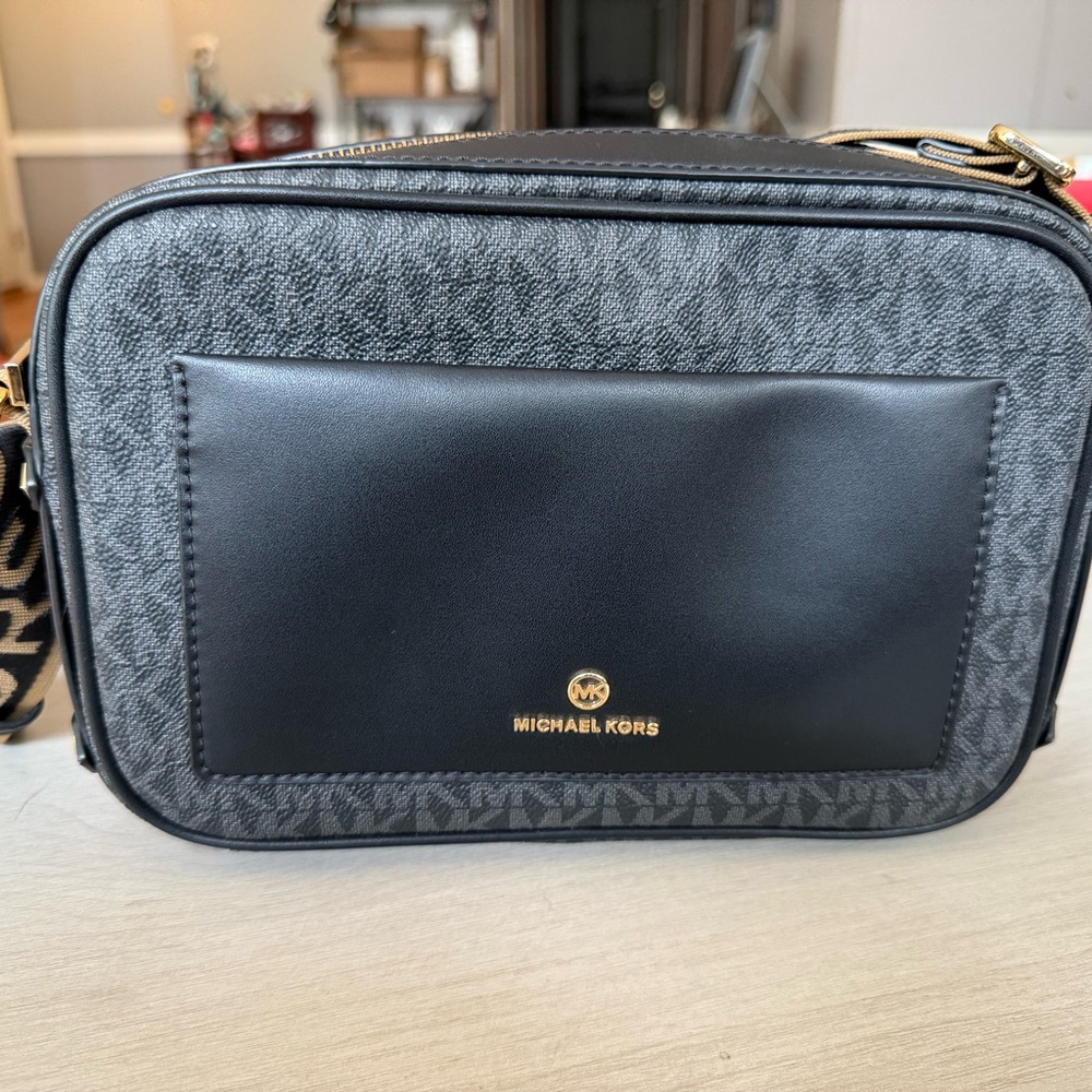 Michael Kors Black and Tan Crossbody Bag